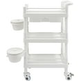 thumbnail image 4 of 3 Tiers Beauty Salon Rolling Trolley, Mobile Medical Trolley Cart with 2 Dirts Bucket, Esthetician Cart with Drawer Lockable Wheels, 3 Tier Heavy Duty SPA for Beauty Salon Hospital Lab (White), 4 of 14