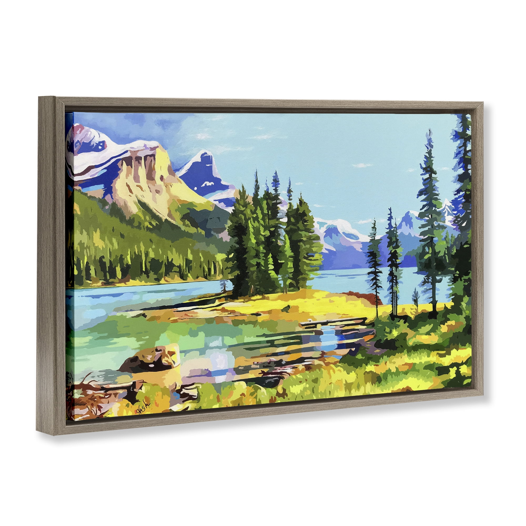Stupell Industries Alpine Mountain Solitude Brown Framed Floater Canvas Wall Art, design by John Jaster