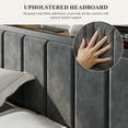thumbnail image 4 of Kbun Full Bed Frame with Charging Station and LED Lights, Full Size Platform Bed with Metal Slats, Upholstered Headboard with 2-Tier Storage Shelves, No Box Spring Needed, 4 of 8