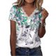 thumbnail image 1 of Camiseta De Verano Para Mujer Camiseta Suelta De Manga Corta Con Cuello En V Con Adorno De Encaje Estampado Floral Para Mujer Impresión C Verde M, 1 of 6