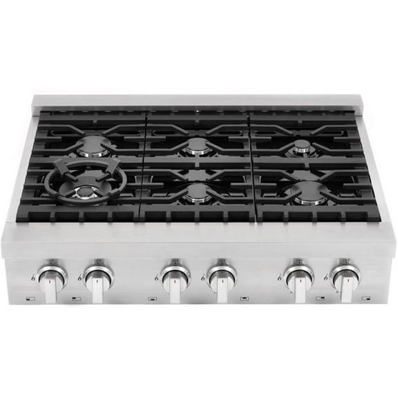 36 in. Slide-In Counter Gas Cooktop with 6 Sealed Italian Burners