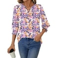 thumbnail image 4 of UVN Summer V Neck Womens Blouses Dressy Casual 3/4 Sleeve Shirts Ladies Tunic Tops, 4 of 10