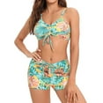 thumbnail image 2 of Women Swimsuits Trendy Print Spaghetti Strap Drawstrings Separates Bikinis Yellow Bathing Suit for Women XL, 2 of 8