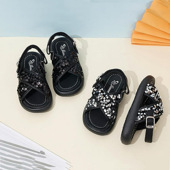 Toddler Girl Sandals Summer 2-13Years Children Girls Non-Slip Slip-on Open Toe Ankle-Strip Buckle Indoor Outdoor Kids Outdoor Beach Pool Sandals