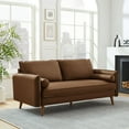 thumbnail image 2 of Sofa, Brown, Faux Leather, Living Room Lounge Cafe Lobby Hospitality Restaurant, Modern Contemporary, HB37343, 2 of 9