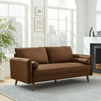 Modway Revive Upholstered Vegan Leather Sofa in Brown
