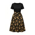 thumbnail image 4 of ZHOGXU Women's Dresses Summer Short Sleeve Round Neck Floral Printed Lightweight Comfortable Stylish Dress For Casual Daily Wear,Black,M, 4 of 6