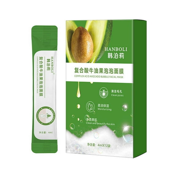 FSTDelivery 12 Sheet Complexacid Avocado Bubble Facial Mask,Foam Facial Mask Cleansing Shrink Pores Gentle Exfoliation Remove Blackheads for Daily Hydrating Facial Care & Skin Recovery Cream