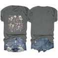 thumbnail image 4 of Camisetas de Verano de Mujer Pequeña Flor Impresa Cuello Redondo Manga Corta Superior, Verano Superior de las Mujeres, 4 of 4