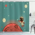 thumbnail image 1 of Ambesonne Space Shower Curtain, Doodle Cosmonaut, 69"Wx84"L, Coral Turquoise Ivory, 1 of 3