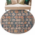 thumbnail image 2 of Blue Large Round Rug 8 FT, Non Slip Living Room Area Carpet, Ethnic Modern Geometric Abstract Art Washable Soft Circle Rug Non-Shedding Floor Carpet for Bedroom Office Dining Room, 2 of 9