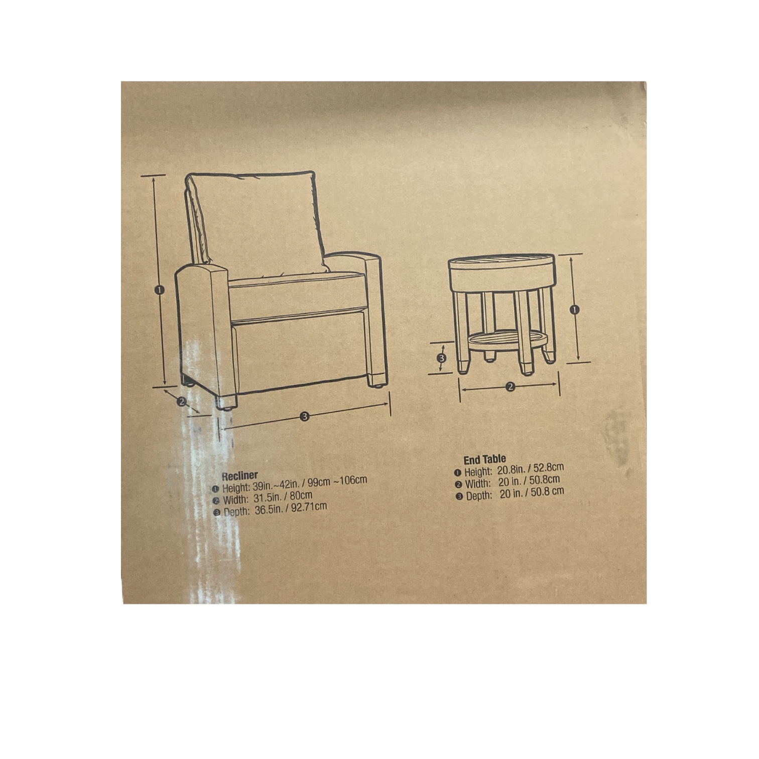 La-Z-Boy 3-Piece Wicker Outdoor Pation Dining Set with Sunbrella Cushions, Brown