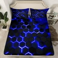 thumbnail image 2 of Manfei Geometric Hexagon Twin Sheet Sets,Minimalist Geometric Honeycomb Twin Fitted Sheet,Blue Black Flat Sheet For Boys Boys,Super Cozy Room Decor,3pcs, 2 of 7