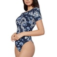 thumbnail image 2 of The Xecao Dragon Women's Crew Neck Body Suit, a short-sleeved bodysuit and basic swimsuit, both comfort and style for dating and daily life, 2 of 9