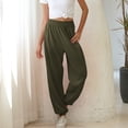 thumbnail image 2 of WTXUE Sweatpants, Slacks Women's Active Elastic Waist Baggy Workout Joggers Pants, Pantalones De Mujer, Olive green, 2 of 8