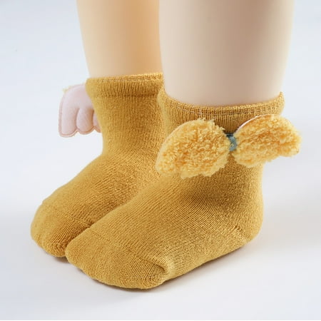 

TOWED22 Kids Winter Warm Toddlers Boys Girls Children Princess Side Cute Cartoon Cings Decoration Eggs And Ham Socks for Kids Yellow