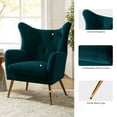 thumbnail image 3 of Velvet Accent Chairs Set of 2 Wingback Lounge Armchairs Sofa Upholstered Tufted Golden Leg Home Bedroom Teal, 3 of 8