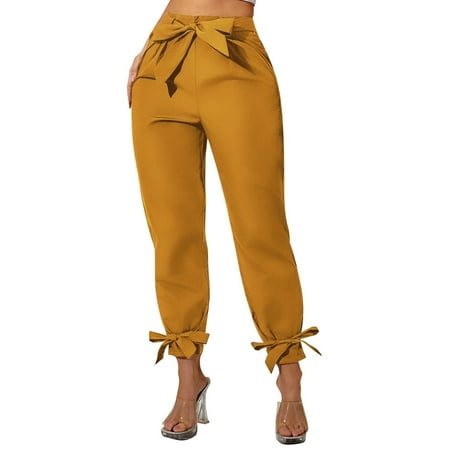 SNKSDGM Women s Plus Panties for Women Plus Size Womens Capri Pants Blue Women s High Waist Wide Leg Casual Pants with Bow Detail Easter Pants for Women