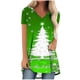 thumbnail image 1 of Camiseta Impresa con Cuello en V de Manga de Raglan de la Parte Trasera Larga Delantera Corta de las Mujeres de Navidad, Vacaciones Informales, 1 of 5