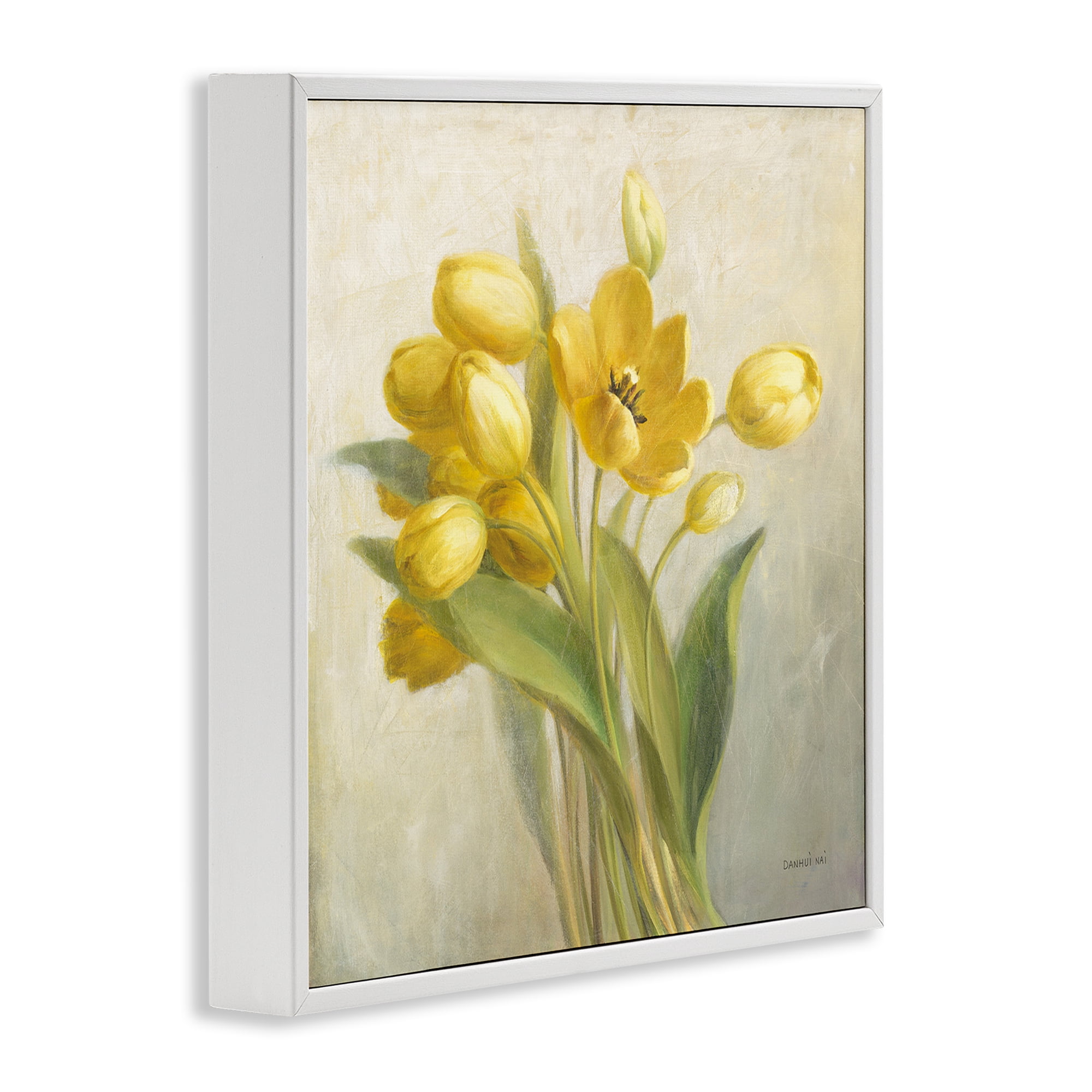 Stupell Industries French Yellow Tulips Botanical & Floral Painting White Framed Art Print Wall Art, 24 x 24