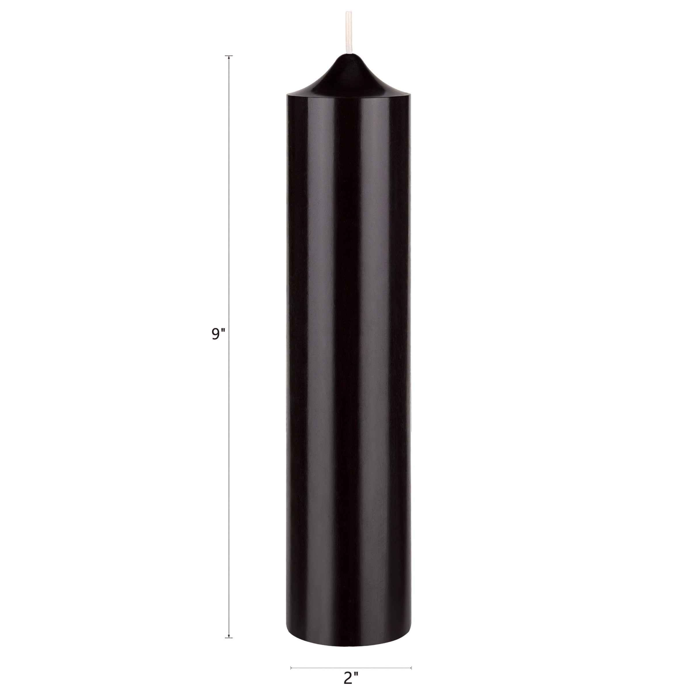 Mega Candles 1 pc Unscented Black Dome Top Round Pillar Candle, Hand Poured Premium Wax Candles 2 Inch x 9 Inch, Home Décor, Wedding Receptions, Baby Showers, Birthdays, Celebrations, Party & More