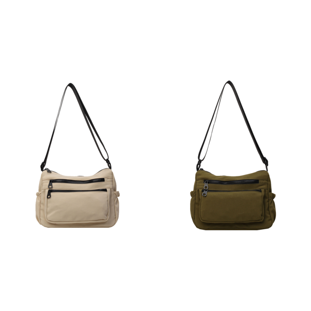 Bolso Bandolera para Mujer Con Múltiples Bolsillos Monedero Nailon (Beige)