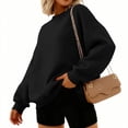 thumbnail image 2 of WULMLEO Womens Sweatshirt Long Sleeve Color Block Fleece Hoodies Fall Casual Crewneck Pullover Tunic Tops 2025 Black 3XL, 2 of 6