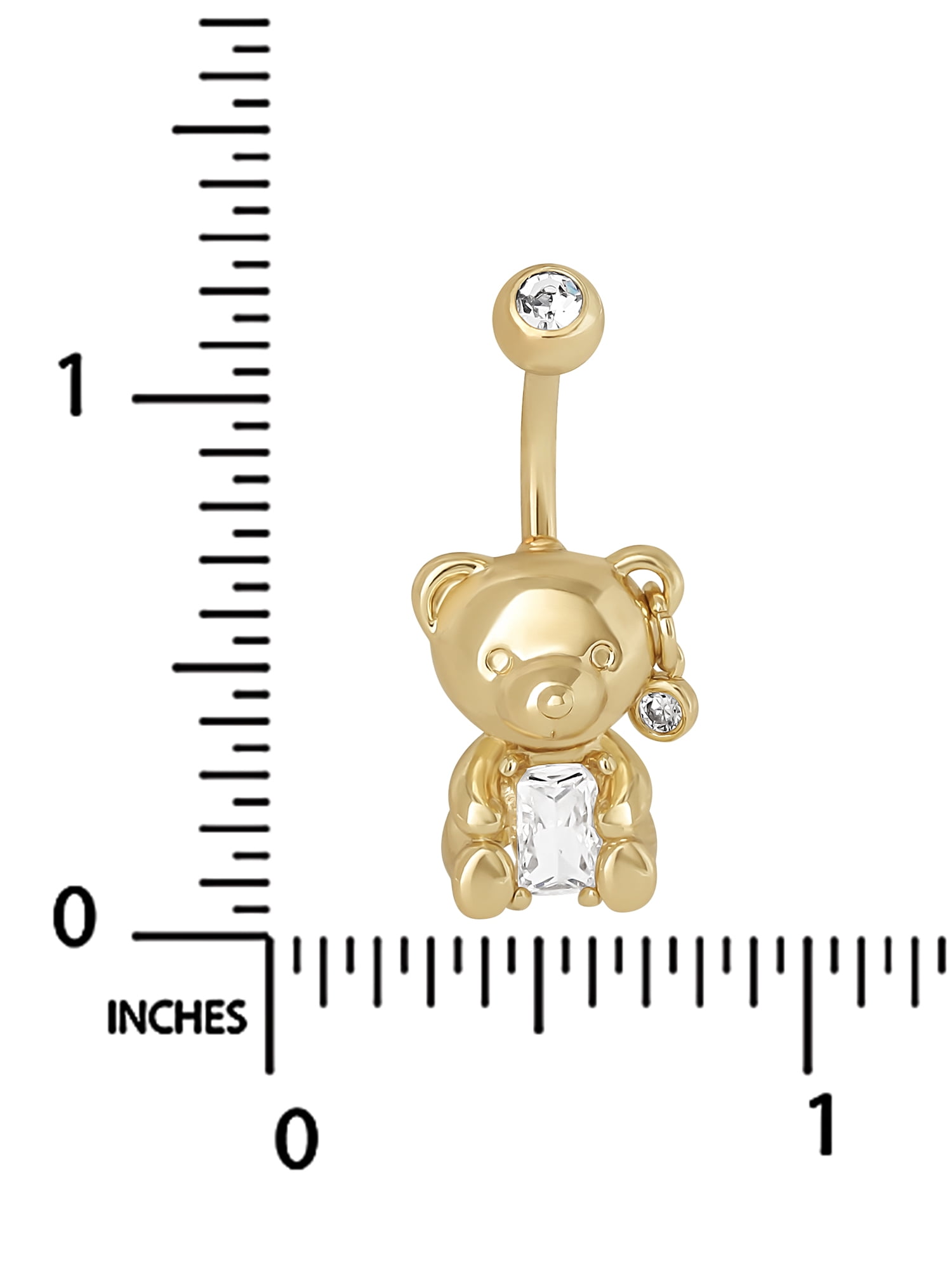 No Boundaries Women's Gold Tone Stainless Steel Teddy Bear Belly Ring - Fashion Navel Jewelry