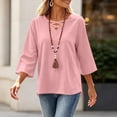 thumbnail image 4 of Maplenight Going Out Tops for Women V Neck Criss Cross Front 3/4 Sleeve Shirts Casual Vacation Womens Fall Tops, 4 of 7