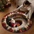 thumbnail image 3 of BZPIZ 24" Christmas Round Rug, 3D Optical Illusion Santa Claus Spiral Staircase Area Rug, Polyester Holiday Floor Mat for Living Room Bedroom Entryway, 3 of 7