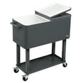 thumbnail image 3 of 80QT Insulated Cooler Cart, Rectangular Plastic Refrigeration with Opener and Cap Catcher, 2 Side Handles, Cooling 48 Hours, for Outdoor, Dark Grey, 3 of 9
