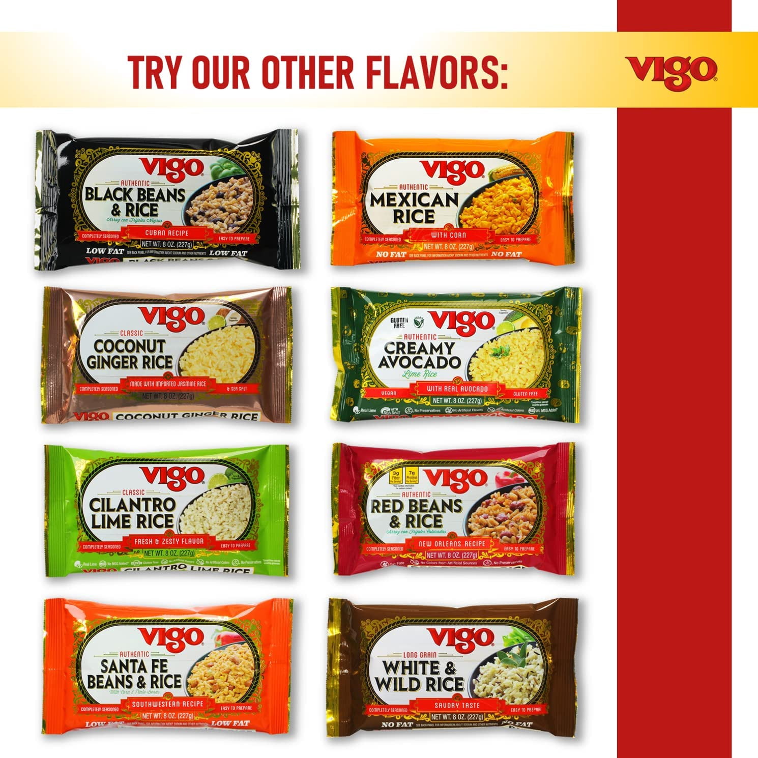 Vigo Authentic Cilantro Lime Rice, Fresh & Zesty Low Fat, 8oz (Cilantro Lime, 8 Ounce (Pack of 12))