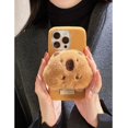 thumbnail image 2 of Brown Plush Cute Capybara Kickstand Cover Case For iPhone 15 14 13 12 Pro Max Phone Case ZR, 2 of 6