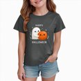 thumbnail image 2 of CAUYDY Toddler Pajama Girls Halloween Short Sleeve Top Sleepwear Cute Pumpkin Ghost Print Kids Loungewear Sizes 3-4 Years, 2 of 6