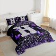 thumbnail image 3 of Feelyou Glitter Letter H Bedding Comforter Set for Girls, Dreamy Kawaii Butterfly Twin Comforter Sets, Purple Fashion Reversible Bedding Set, Luxury Bedroom Decor, 2pcs, 3 of 8