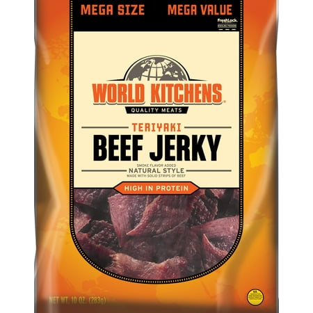 World Kitchens Natural Style Teriyaki Beef Jerky Mega Size 10 Oz