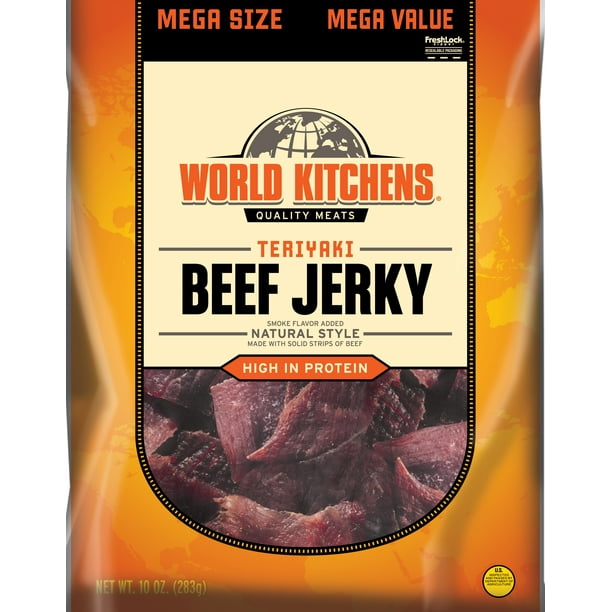 World Kitchens Natural Style Teriyaki Beef Jerky Mega Size, 10 Oz