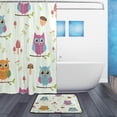 thumbnail image 2 of Coolnut Cute Owl Bath Curtain Rugs Sets 2 Pcs, Bathroom Theme Set with Shower Curtain and Non-Slip Carpet, 60x72in + 23.6x15.7in, 2 of 7