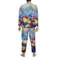 thumbnail image 5 of Kll Spring Flower Seasonal Sleepwear Mens Flannel Pajamas,Long Cotton Pj Set, 5 of 9