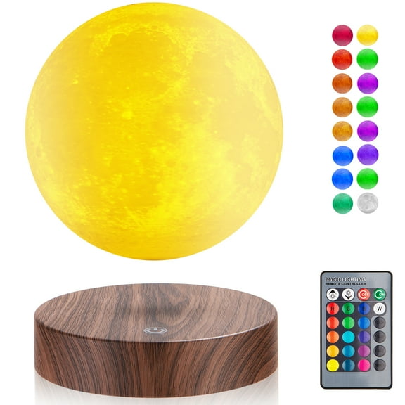 VGAzer Levitating Moon Lamp ,  Spinning & Floating Moon Lamp ，16 Colors Floating Night Light ，Realistic Moon Display  , Magnetic Levitation Ball , Cool Gadgets , Room Office Decor