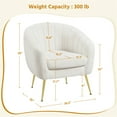 thumbnail image 4 of Yaheetech Channel Tufted Accent Chair with Gold Metal Legs, Set of 2,Ivory, 4 of 7