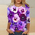 thumbnail image 5 of Mujeres 3/4 Manga Tops Y Blusas de Impresión Cuello Redondo Suéter, Tops de Moda de la Mujer para la Primavera Y el Verano, 5 of 5