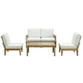thumbnail image 4 of Modway Marina Modern Wood 5-Piece Patio Teak Sofa Set in Natural/White, 4 of 6