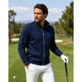 thumbnail image 4 of MANSENHUG Mens Zip Up Sweatshirt Jacket Lightweight Quilted Fall Winter Outerwear Full Zip Casual Hoodless Sweater with Pockets, 4 of 8