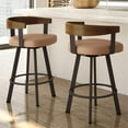 thumbnail image 3 of Amisco Lars 25.5" Faux Leather Swivel Counter Stool in Caramel/Dark Brown, 3 of 3