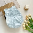 thumbnail image 2 of Summer Baby Girls Clothing Agkizg Baby Girls Bodysuits, Baby Girls Sleeveless Rompers, Fashionable Children's Plaid Sleeveless Jumpsuit Baby Breathable Bag Fart Jacket, 2 of 5