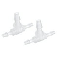 thumbnail image 1 of Unique Bargains 4x6x4mm OD PP Reducing Barb Hose Fitting Tee T Shape 3 Way Pipe Connector, Translucent 2 Pack, 1 of 5