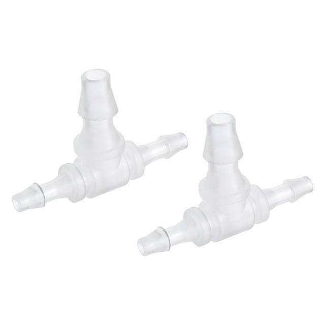 Unique Bargains 4x6x4mm OD PP Reducing Barb Hose Fitting Tee T Shape 3 Way Pipe Connector, Translucent 2 Pack
