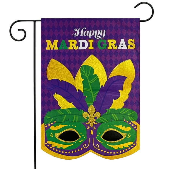 Briarwood Lane Mardi Gras Mask Burlap Garden Flag