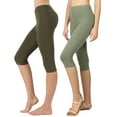 thumbnail image 1 of Women & Plus (S-3X) Essential Basic Cotton Spandex Stretch Below Knee Length Capri Leggings (Single & Multi Packs Available), 1 of 4